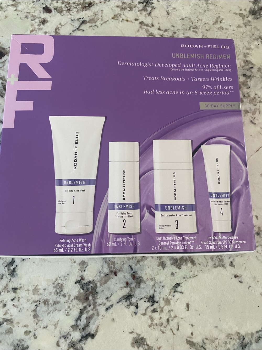 Rodan + Fields Unblemish Regimen Skincare Set - Purple